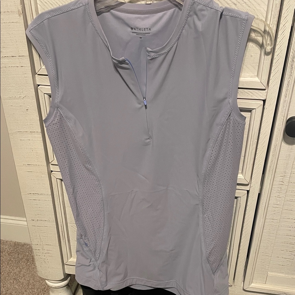 Athleta Sleeveless Zip-Front Athletic Tank in Light Lavender